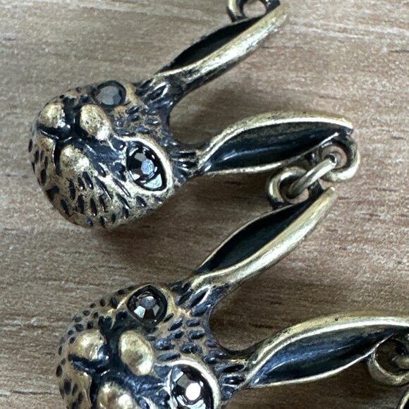 Vintage Stainless Steel Jewelry Rabbit Head Necklace Chain & Earrings - Picture 9 of 11